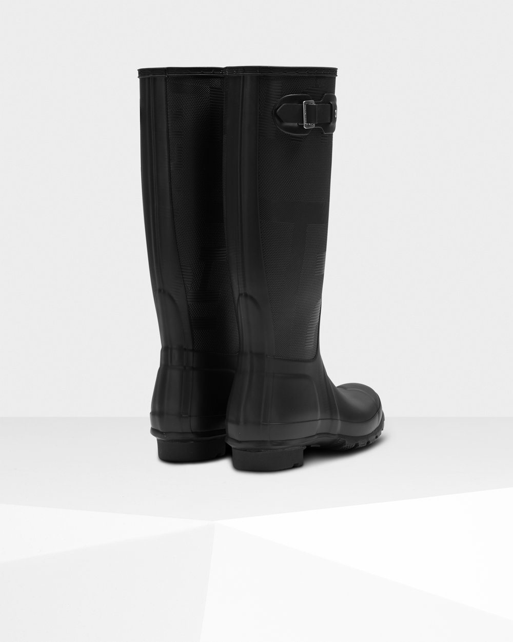 Womens Hunter Original Exploded Logo Texture - Tall Rain Boots Black - 6157-BOUPX